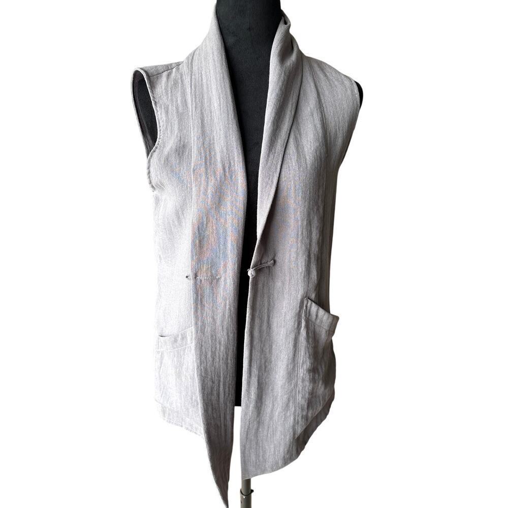 Linen Draped Waterfall Vest Gray Fridaze Women's Small